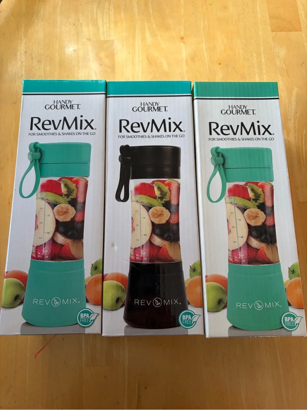 3, yes, THREE Portable Blender - Black and Teal RevMix for smoothies and shakes